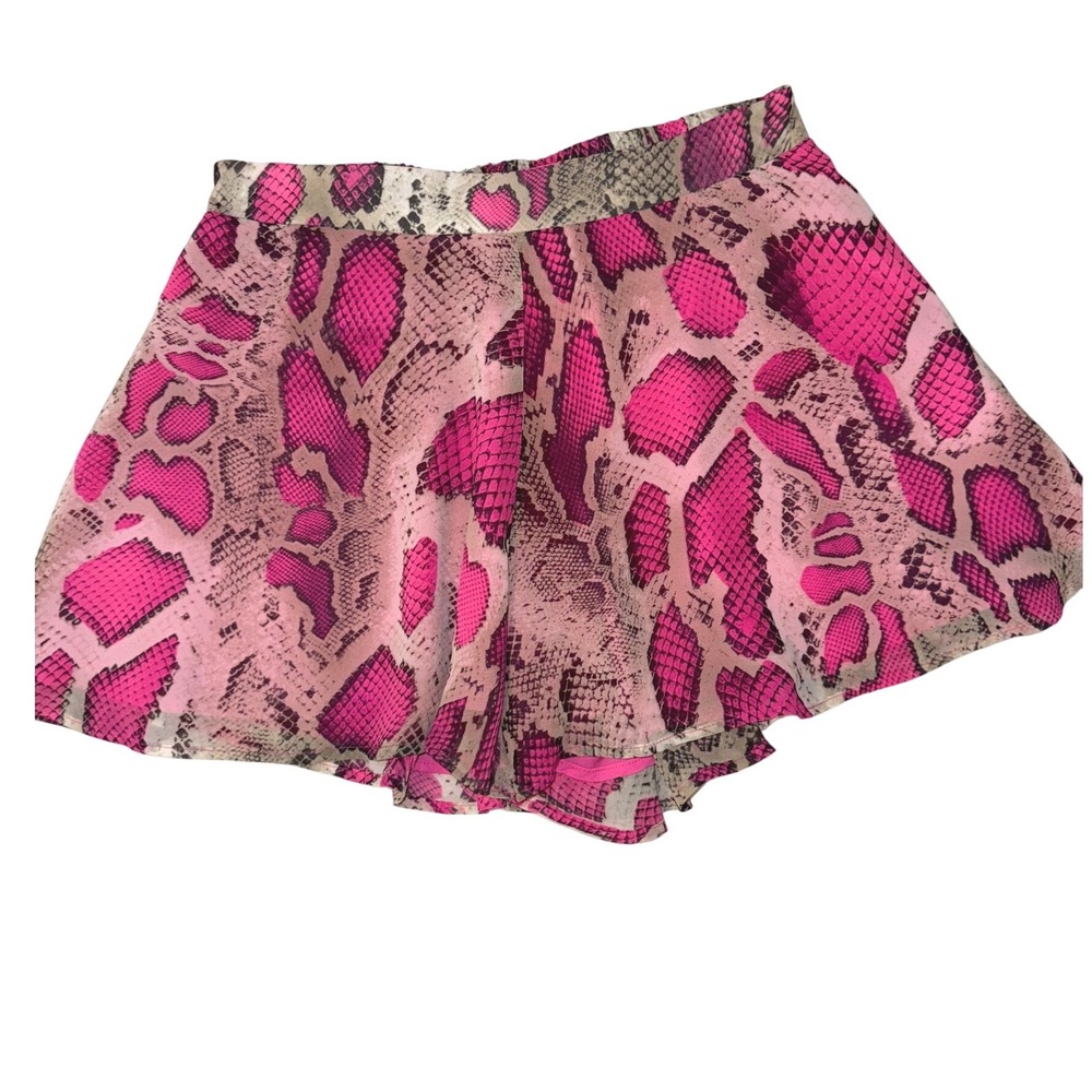 Adrienne Hot Pink Snakeskin Flowy Shorts Womens‎ Large NWT Taupe Animal Print